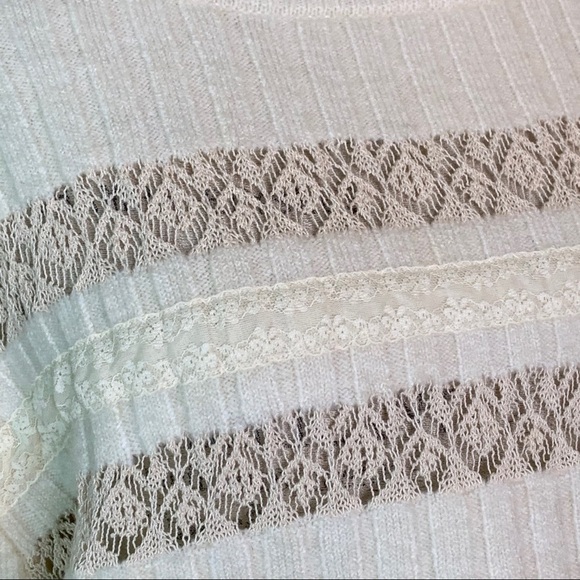 Zara ~ Cream Lace Striped Sweater - Picture 6 of 7
